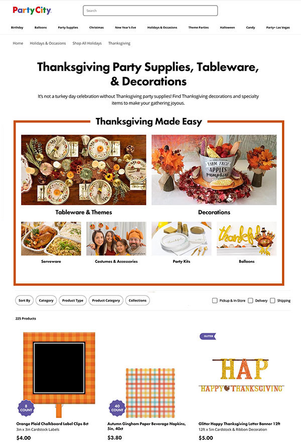 Thanksgiving Landing Page Before Redesign