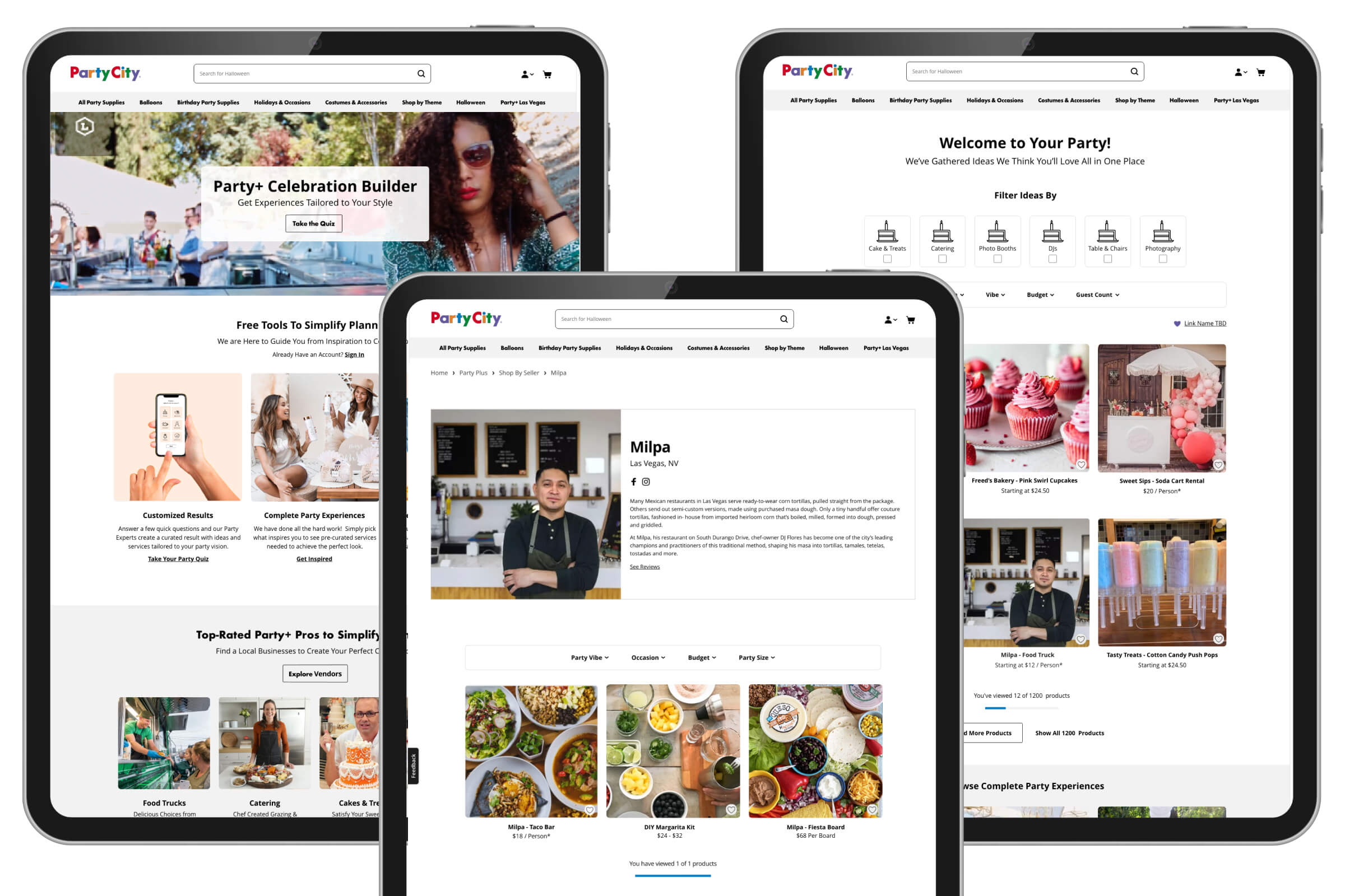 Party+ Marketplace Mockups