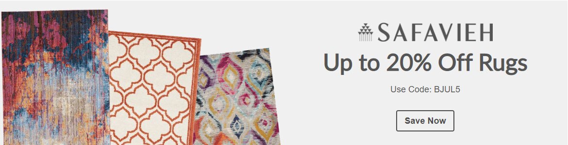 Banner with a light grey background Safavieh Rug at 20% Off